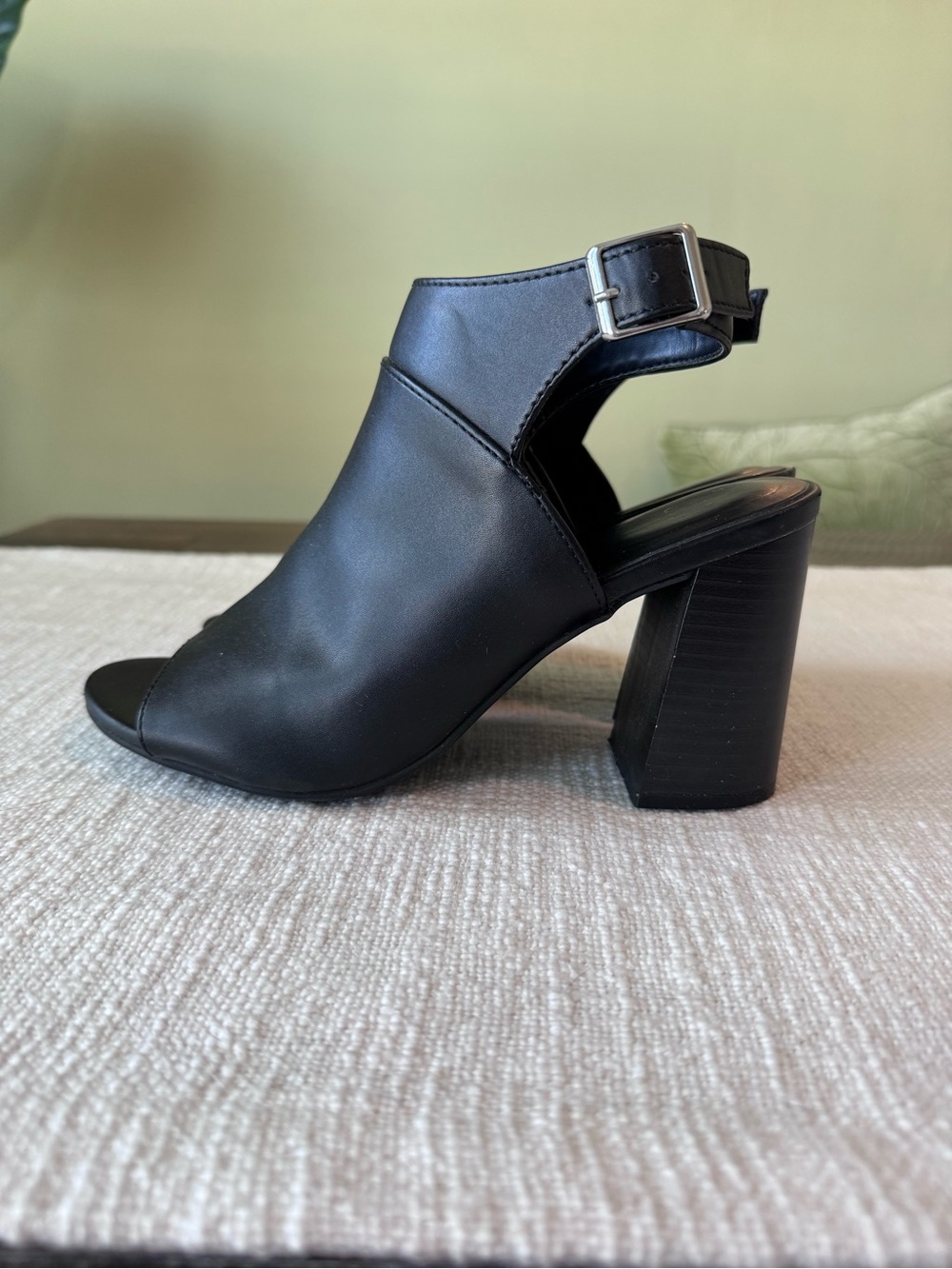 a new day Black Open-Toe Block Heel Sandals with Ankle Strap